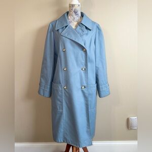Vintage 1970s London Fog Powder Blue Trench Coat Women’s 18 Tall Spring Jacket